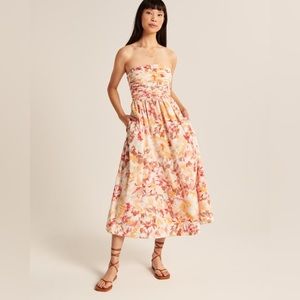Abercrombie Poplin Strapless Midi Dress